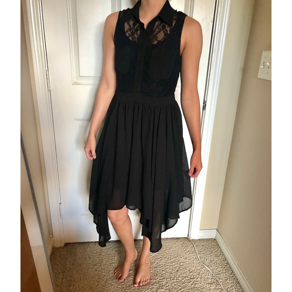 Esley Lace-Top Fit and Flare Midi Dress Size S